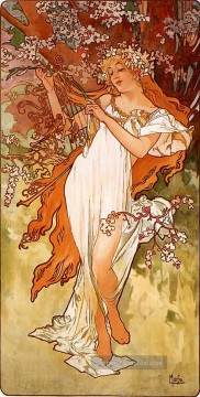 Frühling 1896 Tafel Tschechisch Jugendstil Alphonse Mucha Ölgemälde